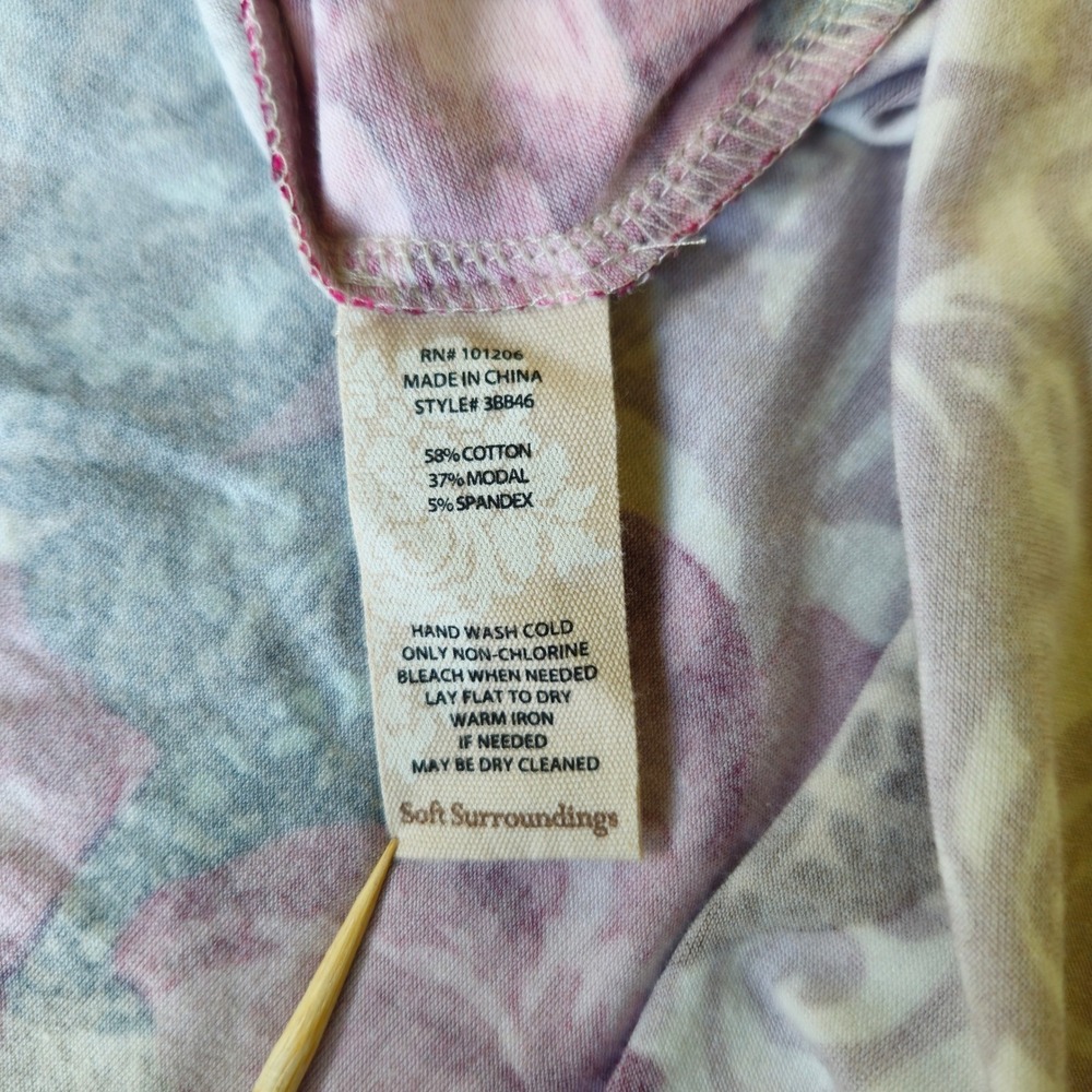 Soft Surroundings Floral Faux Wrap Midi Dress Petite Medium Luau Beach Office - Picture 4 of 7